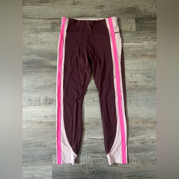 ATHLETA Crunch Colorblock 7/8 Tight SuperSonic Antique Burgundy Medium Gym Yoga - Picture 5 of 7